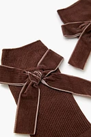 Velvet Bow Ribbed Crew Socks