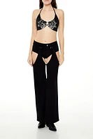 Motorcycle O-Ring Halter Crop Top