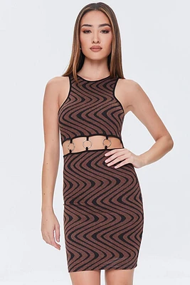 Geo Print O-Ring Cutout Dress