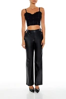 Cutout Faux Leather Pants