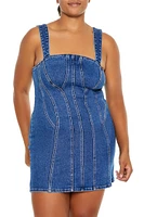 Plus Seamed Denim Mini Dress