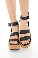 Strappy Cork Platform Wedges