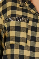 Plus Studded Plaid Flannel Shirt