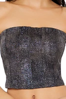 Rhinestone Faux Leather Tube Top