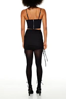 Mesh Drawstring Mini Skirt