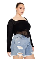 Plus Sweater-Knit Crop Top