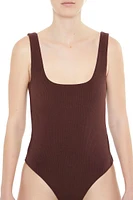 Textured V-Back Tank Bodysuit