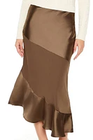 Satin Flounce Midi Skirt