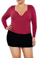 Plus Plunging Long-Sleeve Top