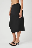 Satin Vented Midi Skirt