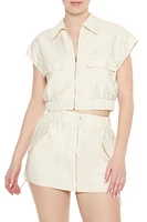 Cropped Cargo Cap-Sleeve Jacket