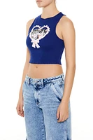 Cropped Kitten Graphic Tank Top