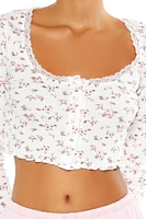 Floral Cropped Pajama Shirt