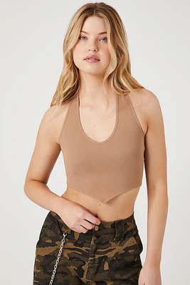 Seamless Ribbed Knit Halter Top