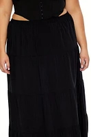 Plus Tiered Maxi Skirt