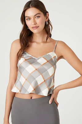 Satin Plaid Cropped Cami