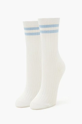 Ribbed Varsity-Striped Crew Socks