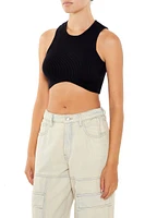 Sweater-Knit Curve-Hem Crop Top