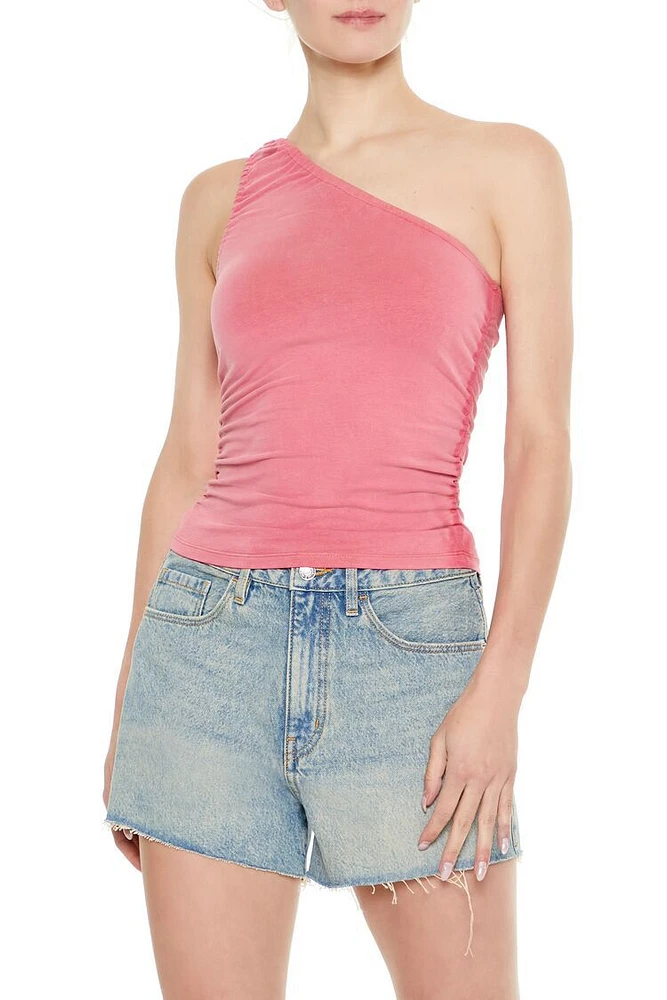 Ruched One-Shoulder Tank Top