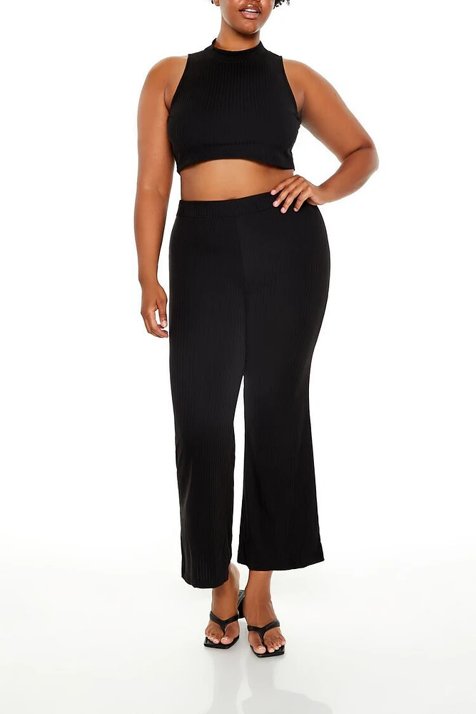 Plus Crop Top & Pants Set