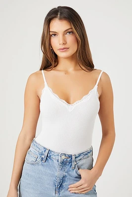 Seamless Lace-Trim Lingerie Bodysuit
