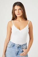 Seamless Lace-Trim Lingerie Bodysuit