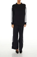 Striped-Trim Fleece Pullover