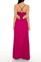 Pleated Cutout Maxi Dress