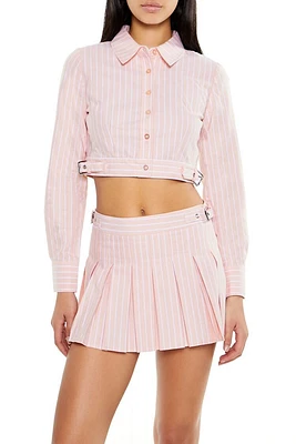 Pinstriped Cropped Twill Shirt