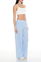 Striped Mid-Rise Wide-Leg Pants