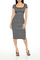 Striped Bow Midi Dress