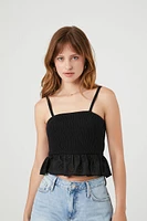 Sweater-Knit Eyelet Ruffle Top