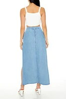 Denim Rosette Maxi Skirt