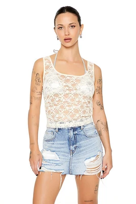 Sheer Floral Lace Tank Top