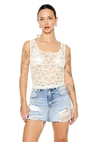 Sheer Floral Lace Tank Top