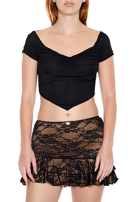 Ruched Mesh Crop Top