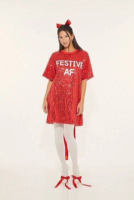 Sequin Festive AF T-Shirt Dress