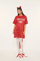 Sequin Festive AF T-Shirt Dress