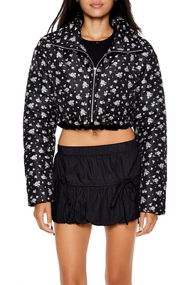 Floral Print Puffer Jacket