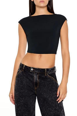 Jersey Knit Cap-Sleeve Crop Top