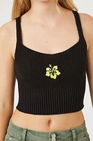 Flower Sweater-Knit Cropped Cami