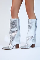 Metallic Knee-High Overlay Boots