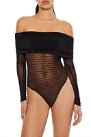 Clip-Dot Foldover Thong Bodysuit