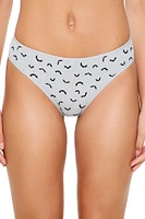 Seamless Bat Print Thong Panties