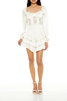 Tiered Lace V-Hem Mini Dress