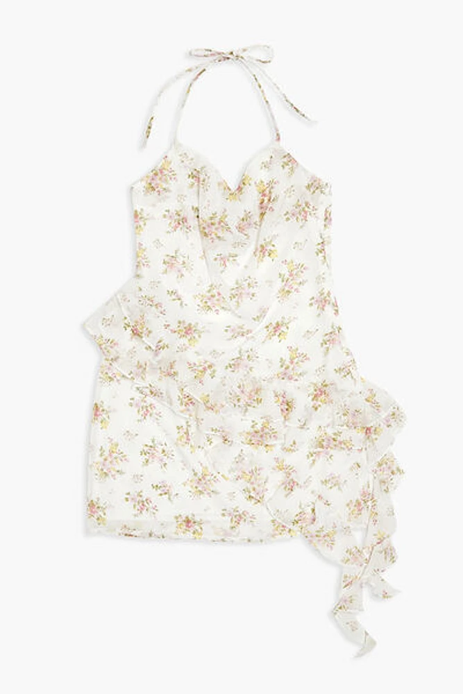 Floral Print Chiffon Mini Dress