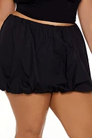 Plus Poplin Bubble-Hem Mini Skirt