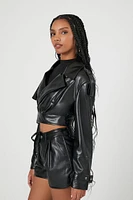 Cropped Faux Leather Jacket