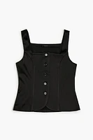 Satin Button-Front Tank Top
