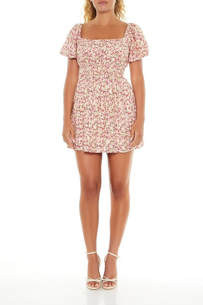 Floral Print Babydoll Mini Dress